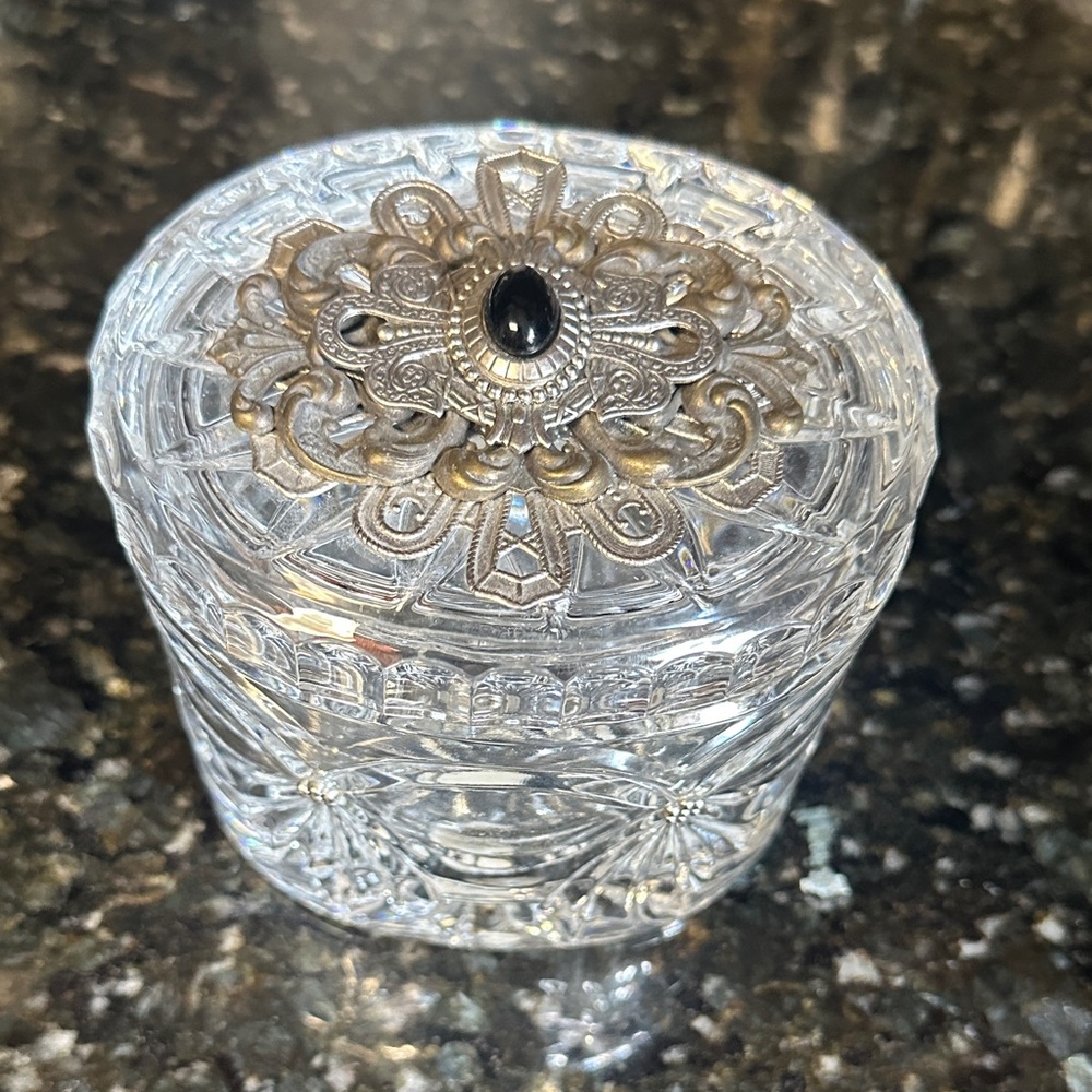 Elegant Crystal Decorative Box with Silver Accents by Ann Cichon